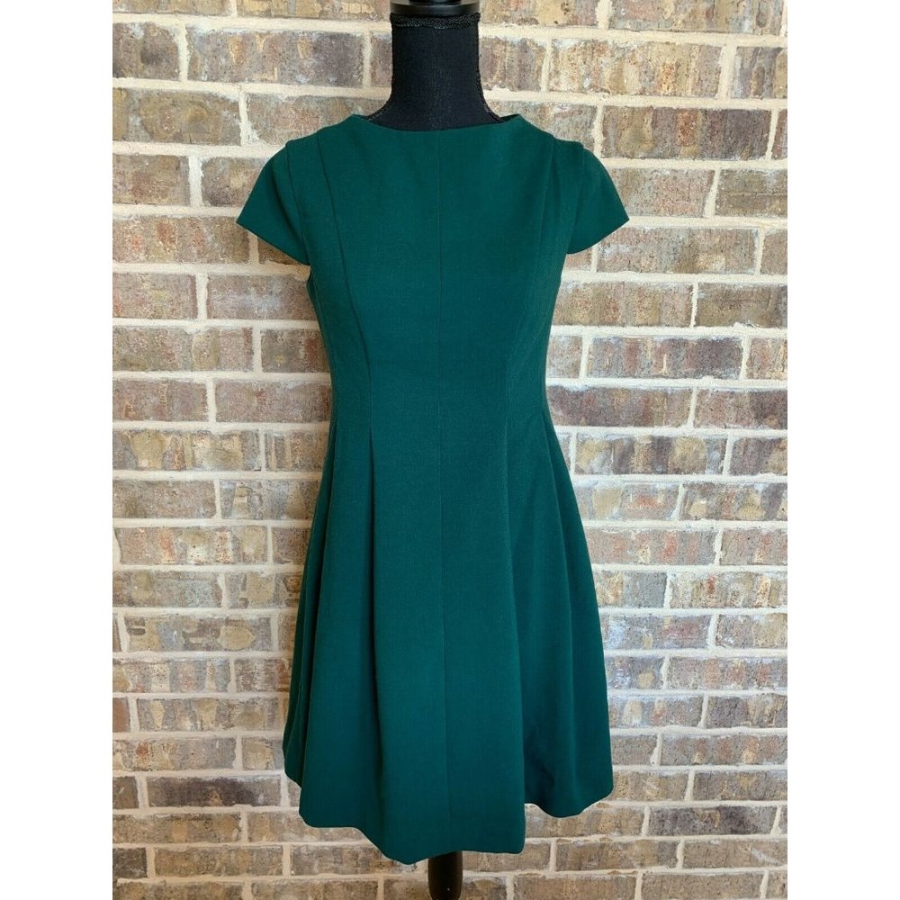 Eliza J. New York short cap sleeve a-line fit and flare dress dark green size 4